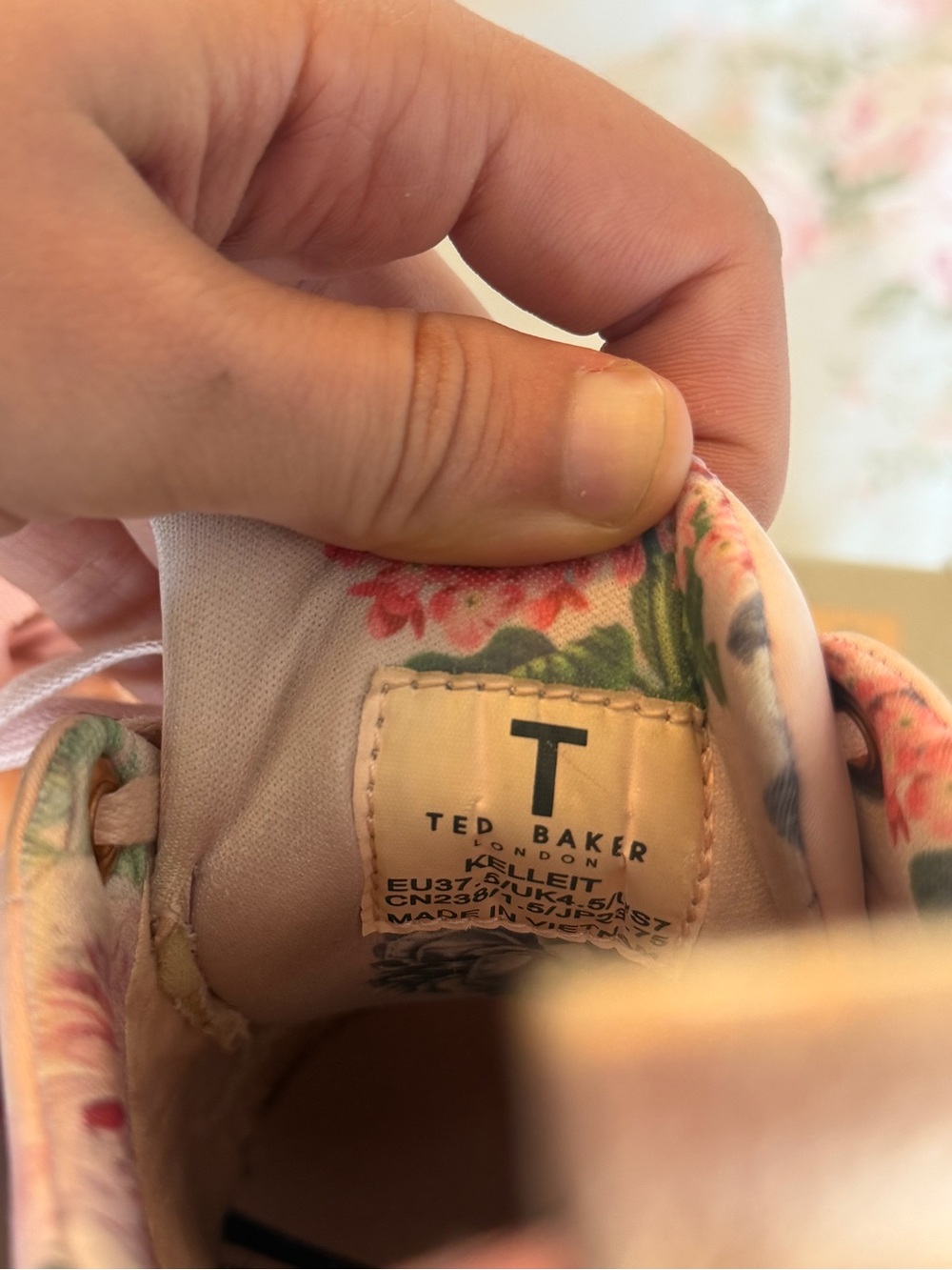 Ted Baker Pink Floral Ribbon Lace Sneakers - Picture 5 of 8
